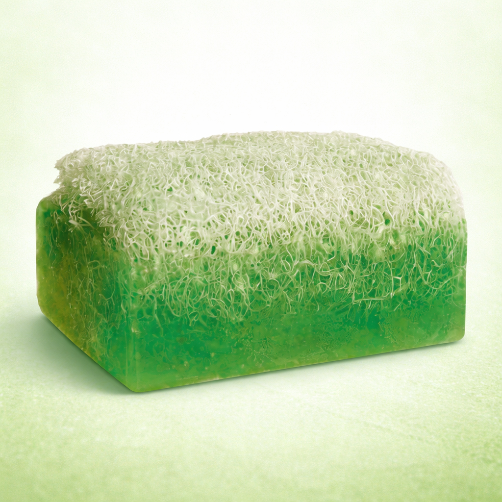 SAVON NATUREL AU LUFFA ET À L’ALOÉ VERA AUX FIBRES NATURELLES DE COURGE.